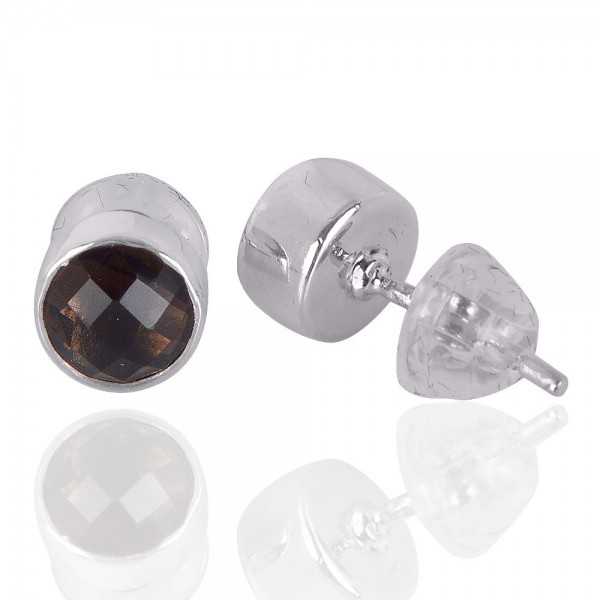Details about   Smoky Quartz Gemstone 925 Silver Gold Plated Women's Stud Earrings Jewelry 