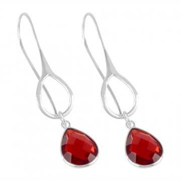 Silver dinging earrings and red beads