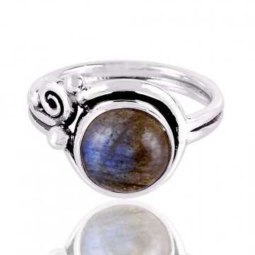 Natural Labradorite Gemstone Sterling Silver Ring