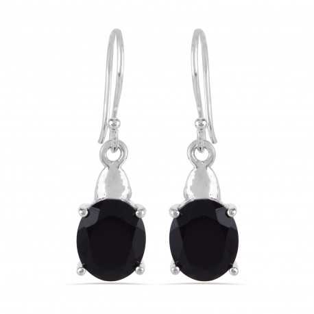 Black Onyx and 925 Silver Dangle Earring