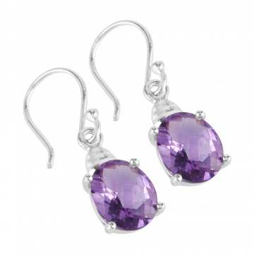Natural Purple Amethyst 925 Sterling Silver Earrings