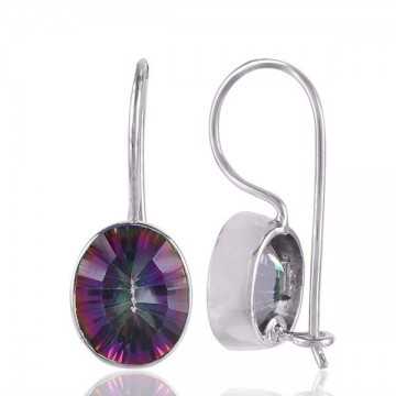 Natural Mystic Quartz Gemstone 925 Sterling Silver Earring Jewelry