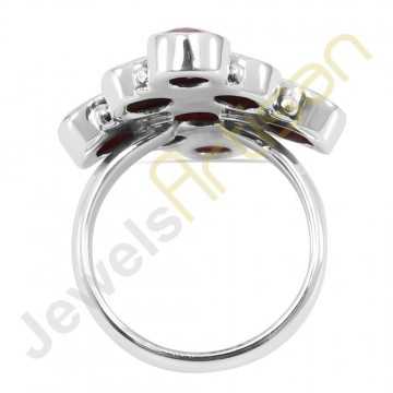 Real Glass Field Ruby Gemstone Solid Sterling Silver Ring