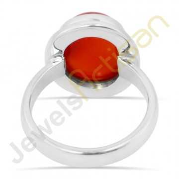 Natural Carnelian Solitaire Gemstone Solid Sterling Silver Ring