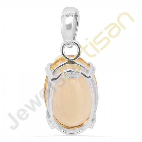Citrine faceted Gemstone Prong Setted Sterling Silver Handmade Pendants