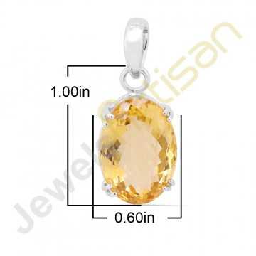 Citrine faceted Gemstone Prong Setted Sterling Silver Handmade Pendants