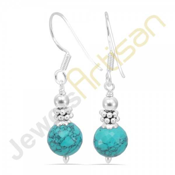 Turquoise Gemstone Handmade sterling silver Earrings