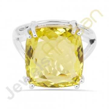 Lemon quartz sterling silver ring 