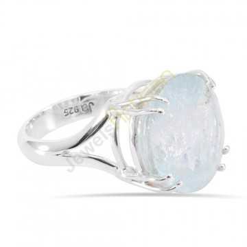 Natural Aquamarine Gemstone Solid Sterling Silver Ring