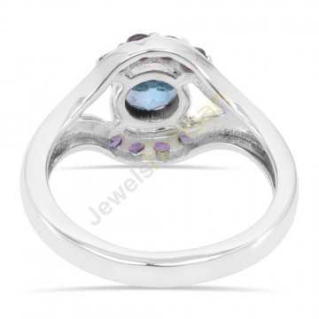 Blue Topaz and Iolite Gemstone 925 Sterling Silver Ring