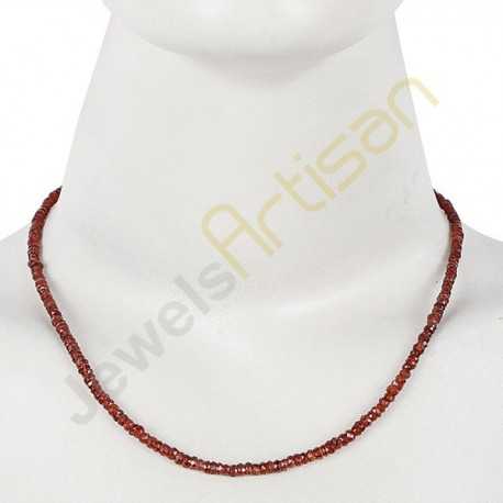 Garnet Beads Necklace Sterling Silver 18 Inch Adjustable Beads Necklace