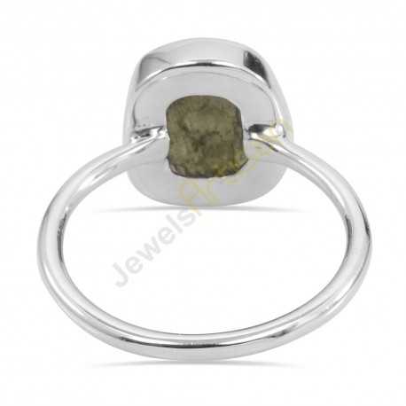 Certified Moldavite Ring Natural Molavite Sterling Silver Ring for Him and Her