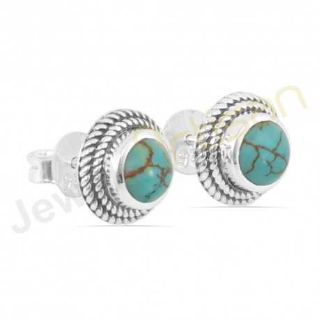 Turquoise Stud Earring Sterling Silver Turquoise Stud Earring