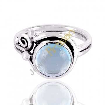 Blue Topaz Ring Cabochon Blue Topaz 925 Sterling Silver Handmade Ring