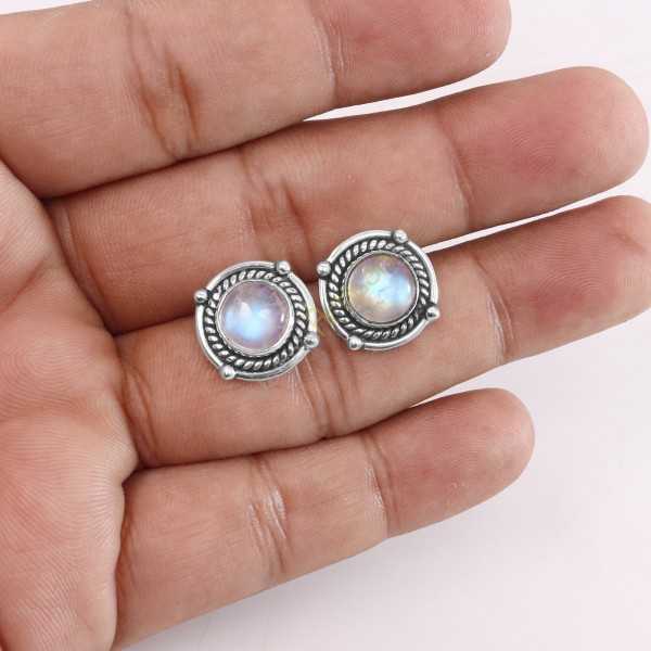 Rainbow Moonstone Stud Earrings 925 Sterling Silver Stud Earring Stud Jewelry
