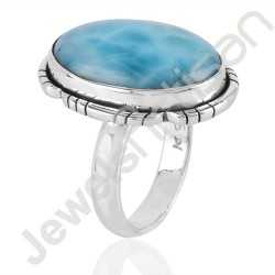 Larimar Ring 925 sterling Silver Blue GemstoneDesigner Ring