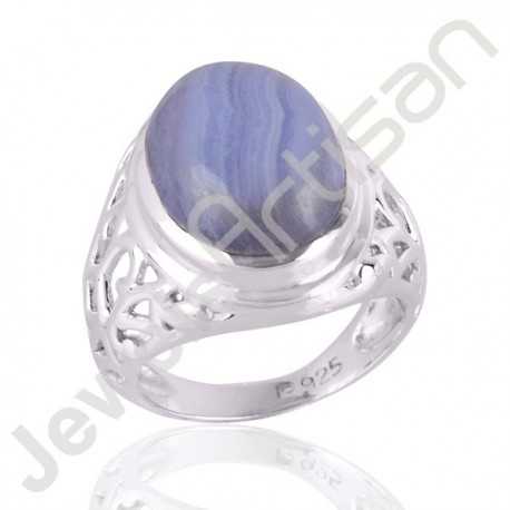 woman designer ring filigree design ring anniversary gift ring gemstone ring blue lace agate ring 925 sterling silver blue lace agate womans ring designer handmade jewelry gift for her