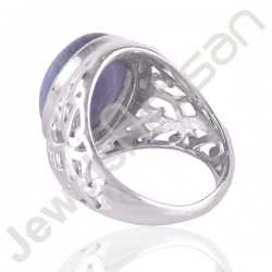Blue Lace Agate Gemstone Ring and 925 Sterling Silver Designer Ring for Men