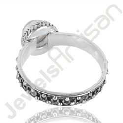 Natural Rainbow Moonstone Gemstone Ring 925 Sterling Silver Ring