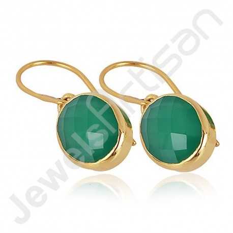 Green Onyx Earring 925 Sterling Silver Earring Gold Plated Dangle Drop Earring