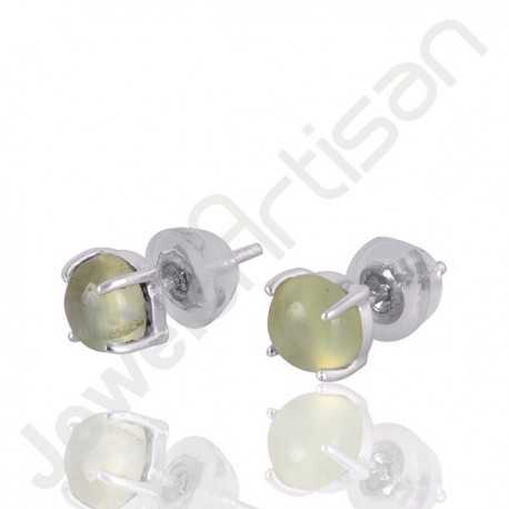 Prehnite Studs Earring 925 Sterling Silver Studs Earring