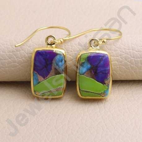 Turquoise Earring 925 Solid Silver Earring Gold Plated Silver Earring Dangle Drop Earring