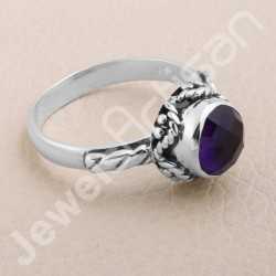 Amethyst Ring 925 Sterling Silver Ring Solitaire Silver Ring Handcrafted Silver Ring February Birthstone Ring