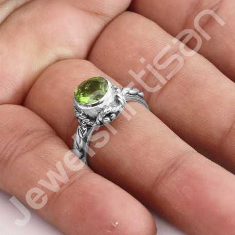Peridot Ring 925 Sterling Silver Ring Solitaire Silver Ring Handcrafted Silver Ring Designer Silver Ring