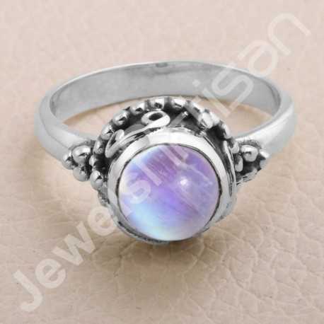 Rainbow Moonstone Ring 925 Sterling Silver Ring Rainbow Moonstone Solitaire Ring Traditional Indian Design Ring Handcrafted Ring