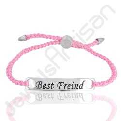 Pink glass Bracelet 925 Sterling Silver Bracelet Cord Bracelet Stylish Best Friend Bracelet