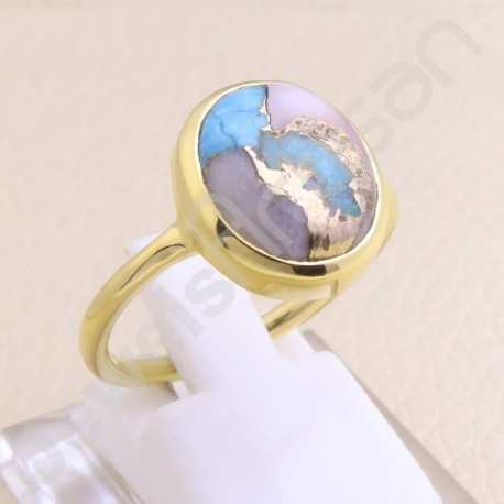 925 Solid Silver Ring Gold Vermeil Ring Silver Statement Ring Turquoise 11x13mm Gemstone Ring 1 Micron Gold Plated Ring