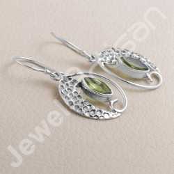 Peridot Earring 925 Sterling Silver Earring Handmade Earring 5x10mm Marquis Cut Peridot Gemstone Dangle Drop Ear Wired Earring