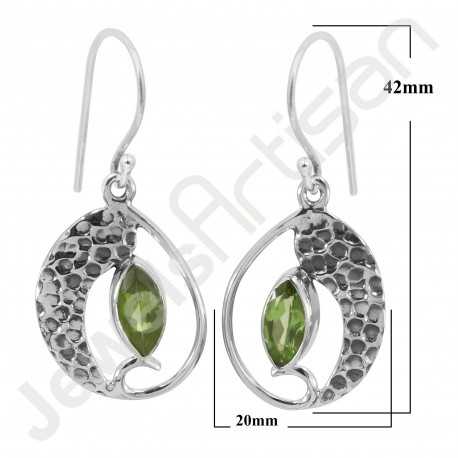 Peridot Earring 925 Sterling Silver Earring Handmade Earring 5x10mm Marquis Cut Peridot Gemstone Dangle Drop Ear Wired Earring