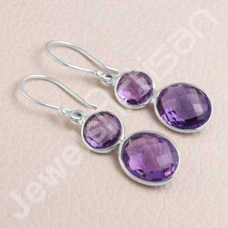 Amethyst Earring 925 Sterling Silver Earring Handcrafted Earring Oval Purple Amethyst 10x12mm Gemstone Bezel Set Earring