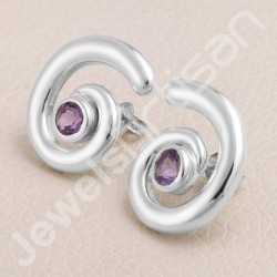 Natural Amethyst Gemstone Studs 925 Sterling Silver Studs Handcrafted Studs 5x5mm Round Gemstone Solitaire Fashionable Studs