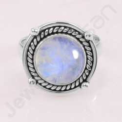 Rainbow Moonstone Ring 925 Sterling Silver Ring Handcrafted Silver Ring Round 12x12mm Gemstone Statement Silver Designer Ring