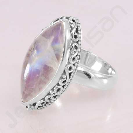 Cocktail Ring Rainbow Moonstone Ring 925 Sterling Silver Ring Marquise Fancy Gemstone Handcrafted Silver Ring