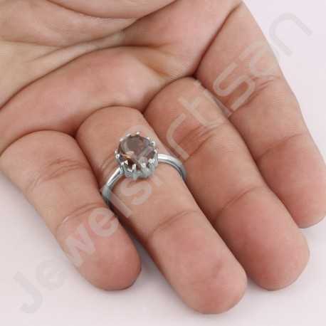 WRITE US YOUR RING SIZE Smoky Quartz 925 Silver Gemstone Statement Rings