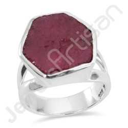 Ruby Gemstone Ring 925 Sterling Silver Ring Solitaire Silver Ring Fancy Ruby Handcrafted Fashionable Ring for Her