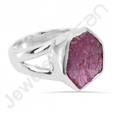 Ruby Gemstone Ring 925 Sterling Silver Ring Solitaire Silver Ring Fancy Ruby Handcrafted Fashionable Ring for Her