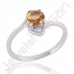 Citrine Gemstone Ring 925 Sterling Silver Ring Solitaire Gemstone Ring 6x6mm Round Citrine Handmade Silver Ring