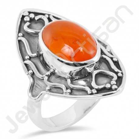 Natural Carnelian Ring 925 Sterling Silver Ring Handcrafted Ring Oval 10x14mm Carnelian Gemstone Solitaire Statement Silver Ring