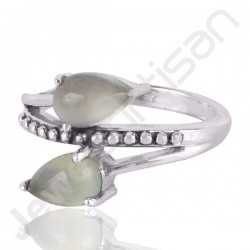 Prehnite Gemstone Ring 925 Sterling Silver Ring Handcrafted Ring 5x8mm Twin Pear Cut Natural Gemstone Engagement Ring