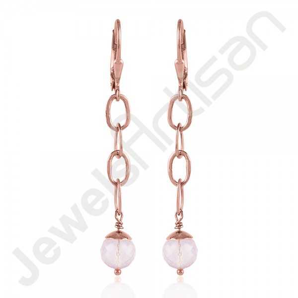 Details about   Rose Quartz Gemstone 925 Silver Gold Plated Handmade Earrings Women's Jewelry 