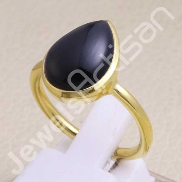 Details about   18k Gold over 925 Silver 12mm Onyx Vermeil Ring Size 5-10 