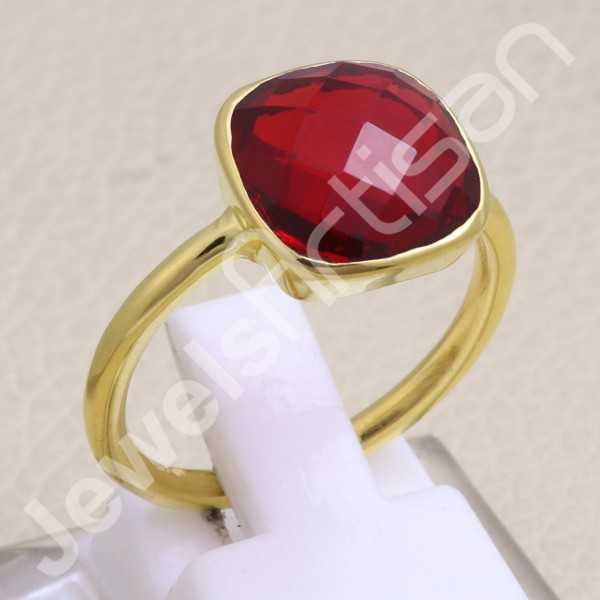 Sterling Silver Fashion Ring Red CZ Sol Ring 