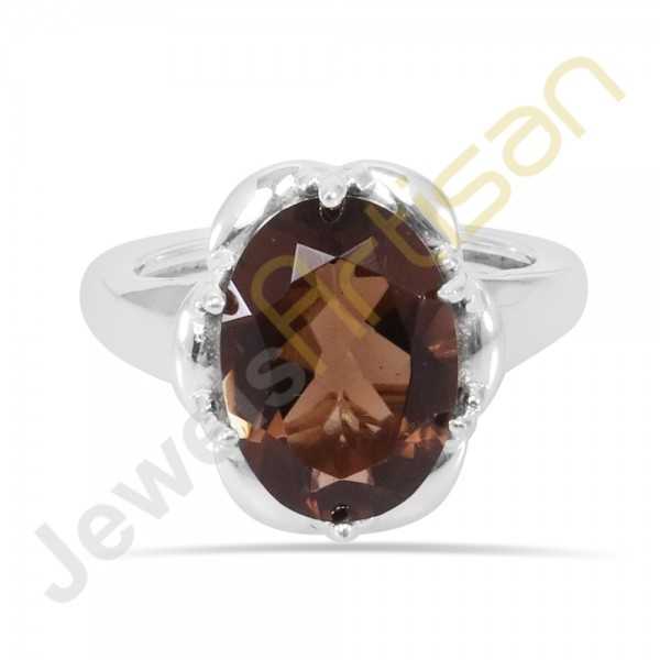 WRITE US YOUR RING SIZE Smoky Quartz 925 Silver Gemstone Statement Rings
