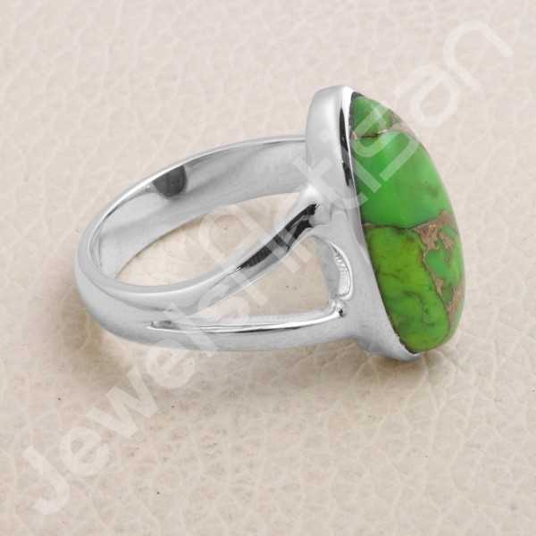 925 Sterling Silver Women Jewelry Copper Green Turquoise Ring Size 8 BL93873 