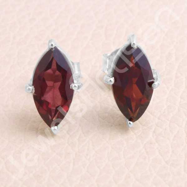 925 Sterling Silver Natural Garnet 5x5mm Gemstones Stud Earrings Wholesaler
