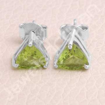 Natural Peridot Studs 925 Sterling Silver Studs August Birthstone